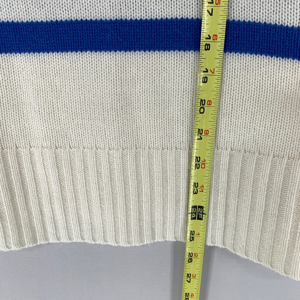 KULE Cream and Blue Striped Cashmere-blend Turtleneck Sweater. Sz L - Picture 11 of 16